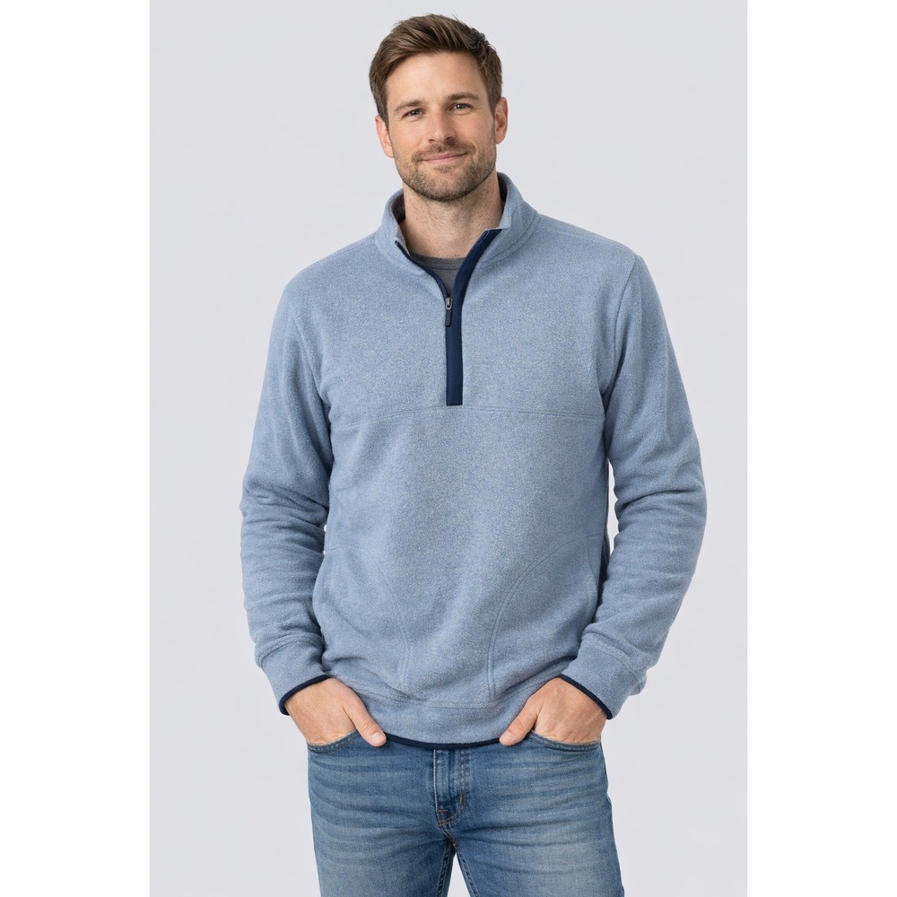 Goodfellow &‎ Co Fleece Pullover M Blue 1/4 Zip Recycled Polyester NWT